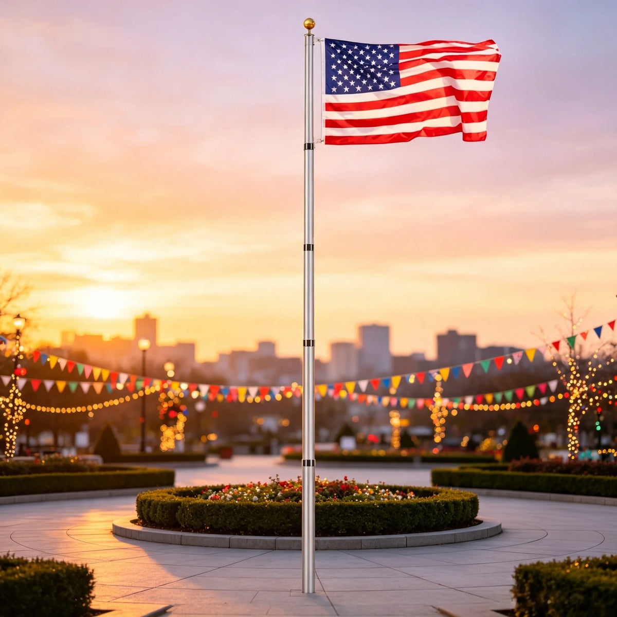 20FT Heavy Duty Telescoping Flagpole Kit,  3x5 American Flag for Outside