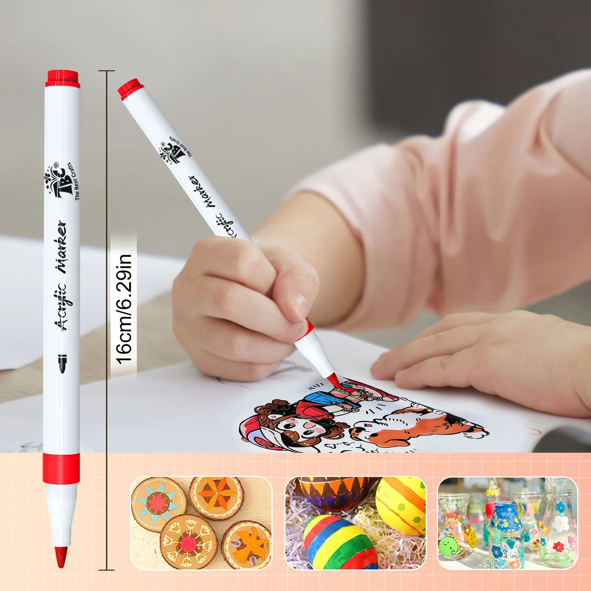 TBC The Best Crafts 120 Colors Acrylic Paint Markers, Professional Art Use Waterproof, Non-Toxic, Odorless, .