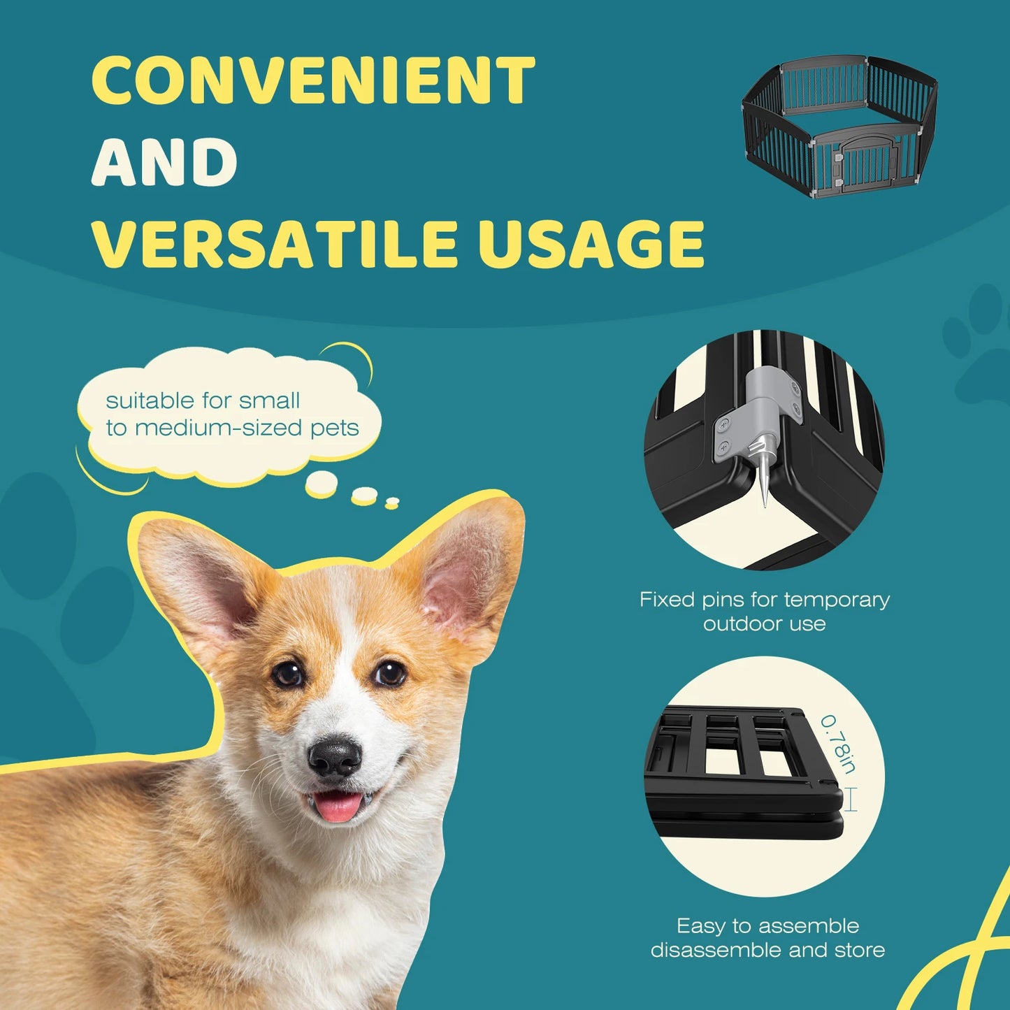 Plastic Dog Playpen 6 Panel 24IN Expandable Durable Pet Fence for Medium Dogs