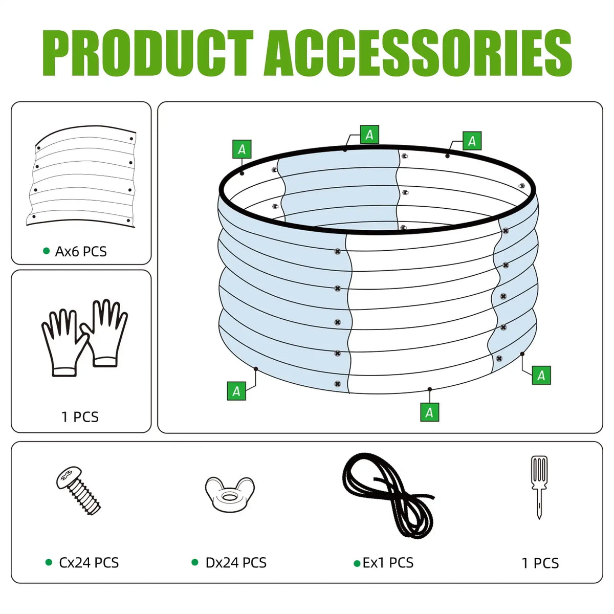 4‑Pack Galvanized Raised Garden Bed, 2×2×1ft Outdoor Planter Kit .