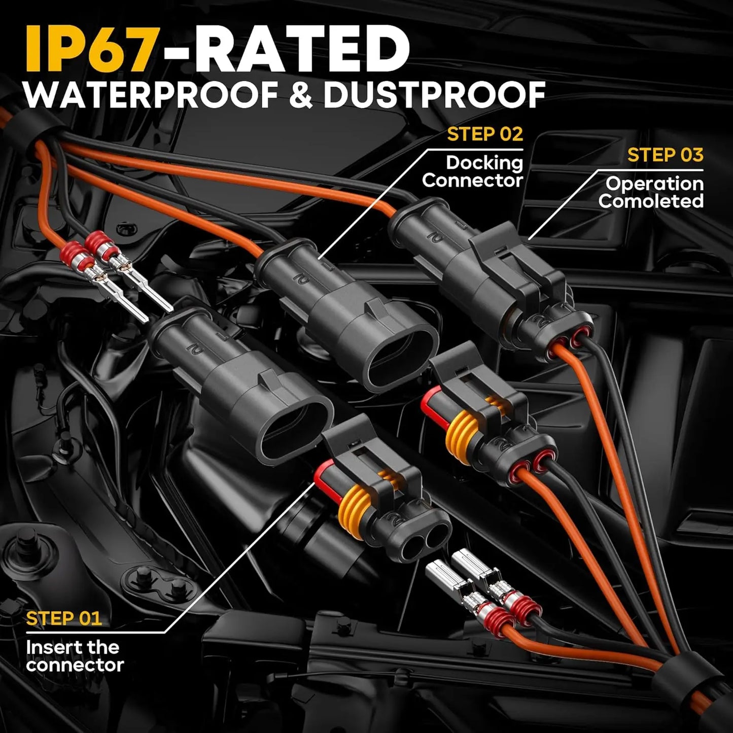 Waterproof Automotive Electrical Connectors Crimping Tool Kit, 1/2/3/4 Pin Plugs, Ratchet Crimper for 24-14 AWG, Removal Tools