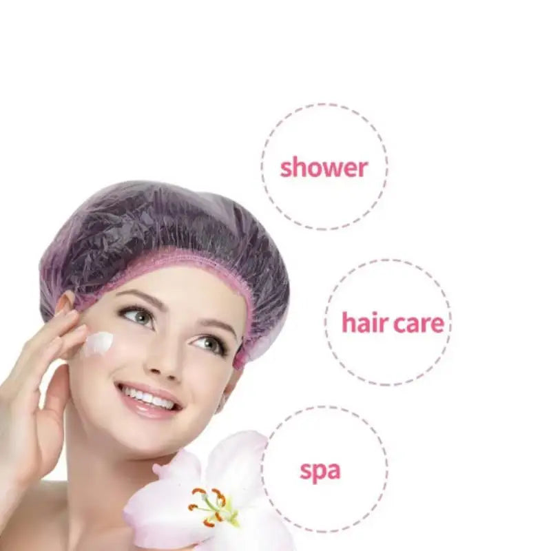 80pcs Waterproof Disposable Shower Cap Women's  Elastic Mouth Strip Plastic.