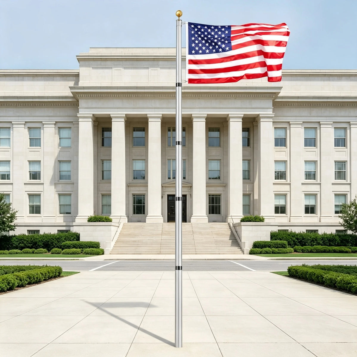 20FT Heavy Duty Telescoping Flagpole Kit,  3x5 American Flag for Outside
