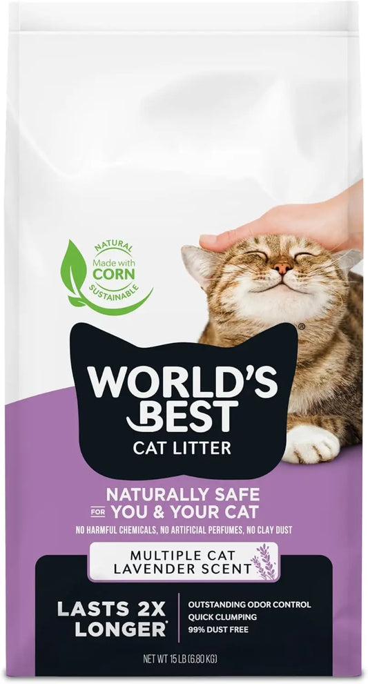 Cat Litter for Multiple Cats Lavender Scented 15-Pounds Quick Clumping Dust Free Long-Lasting Odor Control