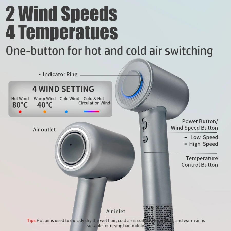 Professional Hair Dryer High-Speed 1.Magnetic Nozzle Fast Hair Blow Dryer