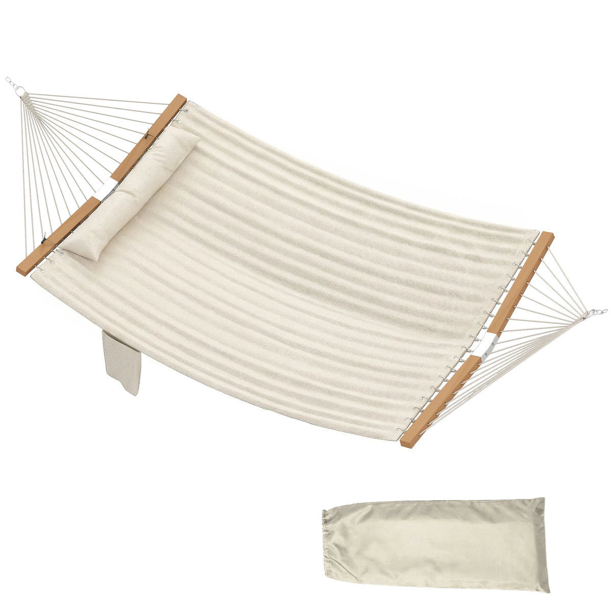 Outdoor Hammock, 2-Person, 440 Lbs Capacity, Cream White
