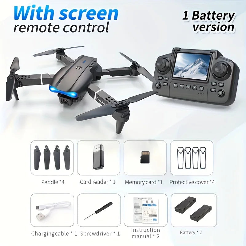 2026 Upgraded E88 PRO MAX Foldable Drone with Dual Cameras, 8K Screen Remote Control, Extra Batteries, .