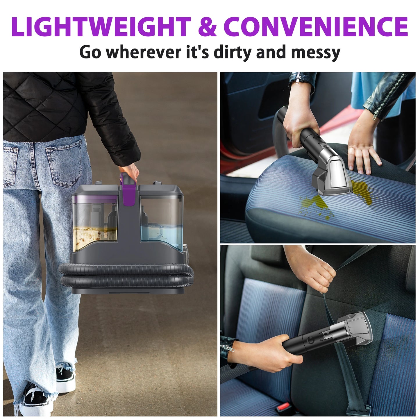 .Portable Carpet & Upholstery Cleaner Machine, 15Kpa 13.5ft Corded Spot Cleaner.