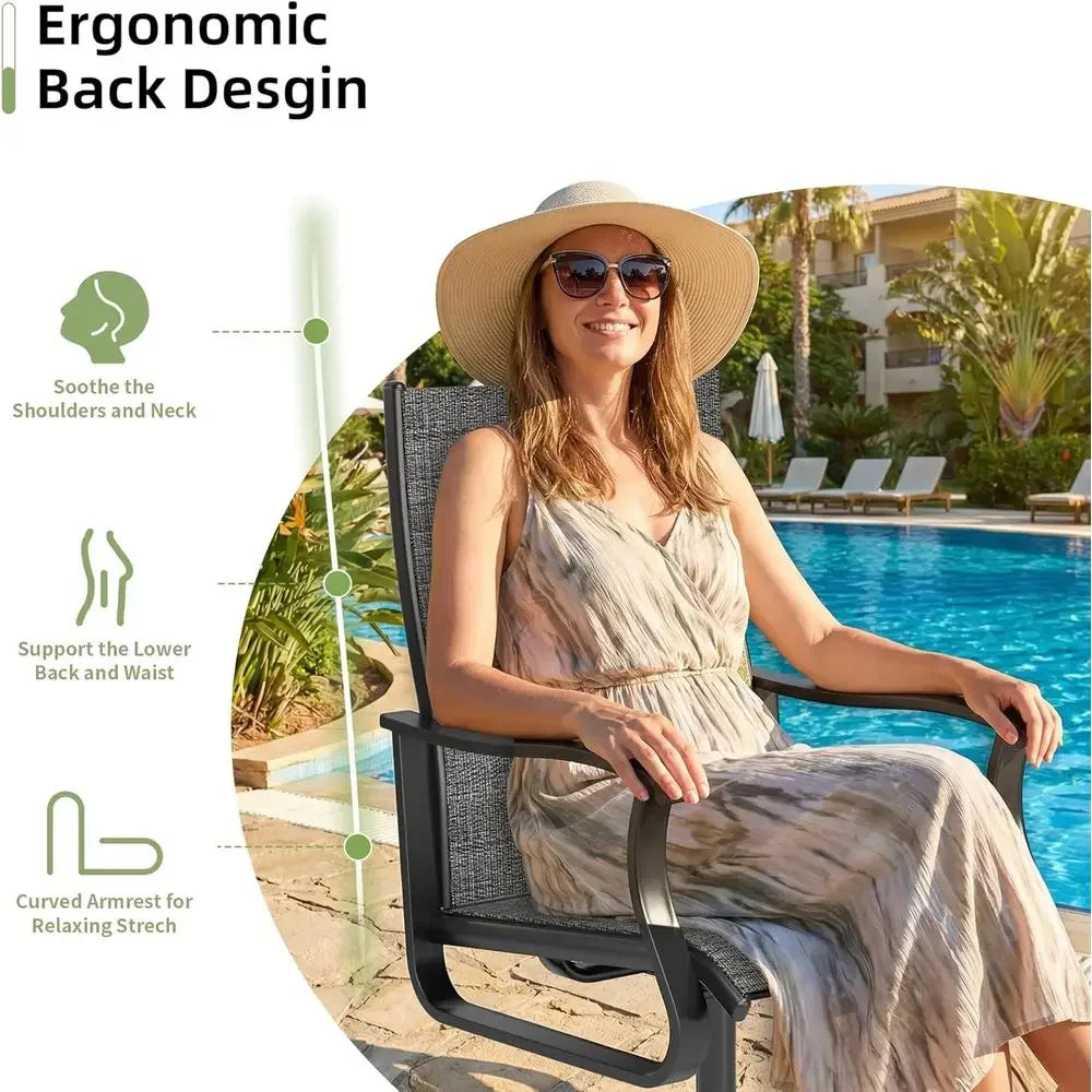 2-Piece All-Weather Swivel Rocker Patio Chairs with Textilene Mesh and Rust-Resistant Steel,.