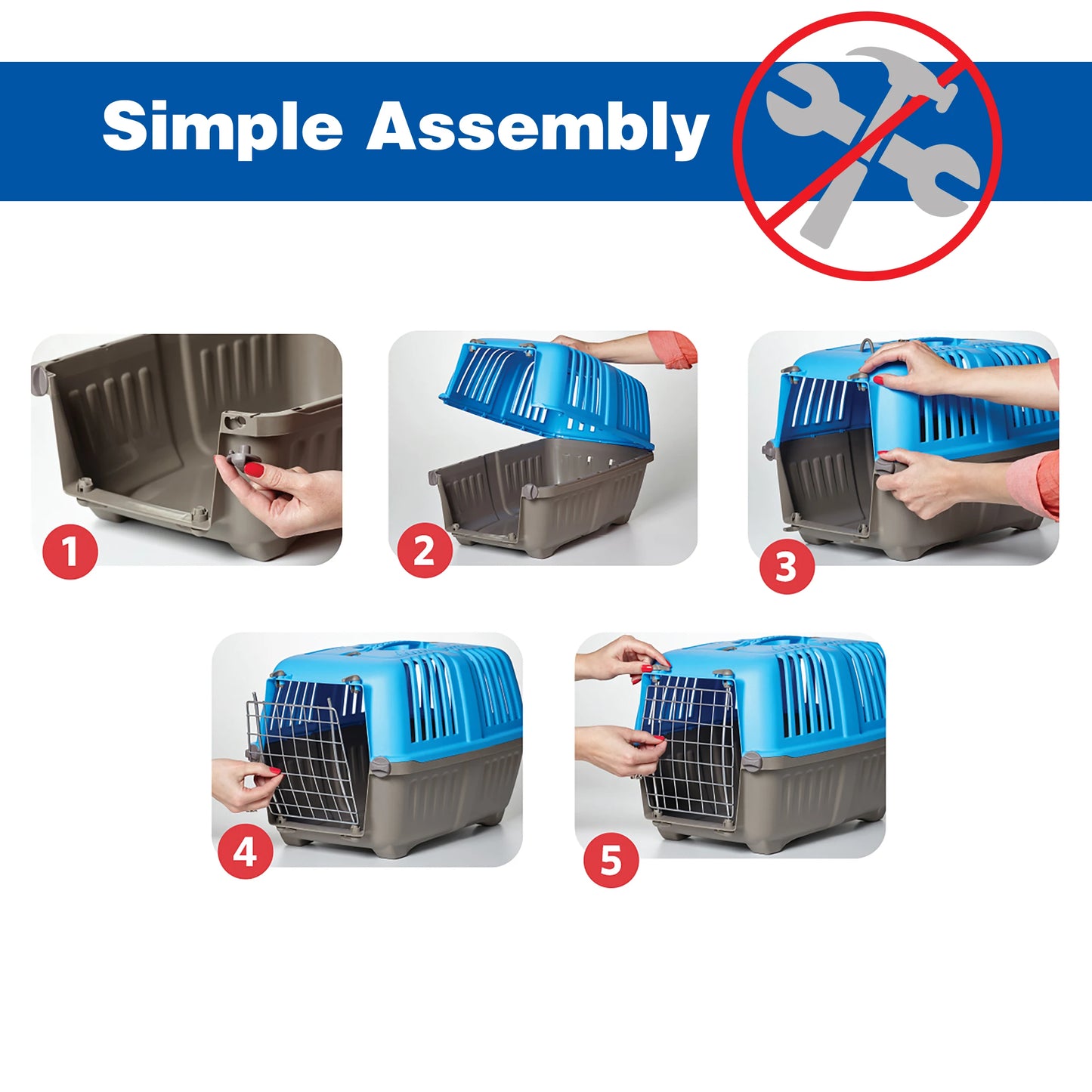 19 inch Spree travel pet carrier for dog or cat with steel door in blue