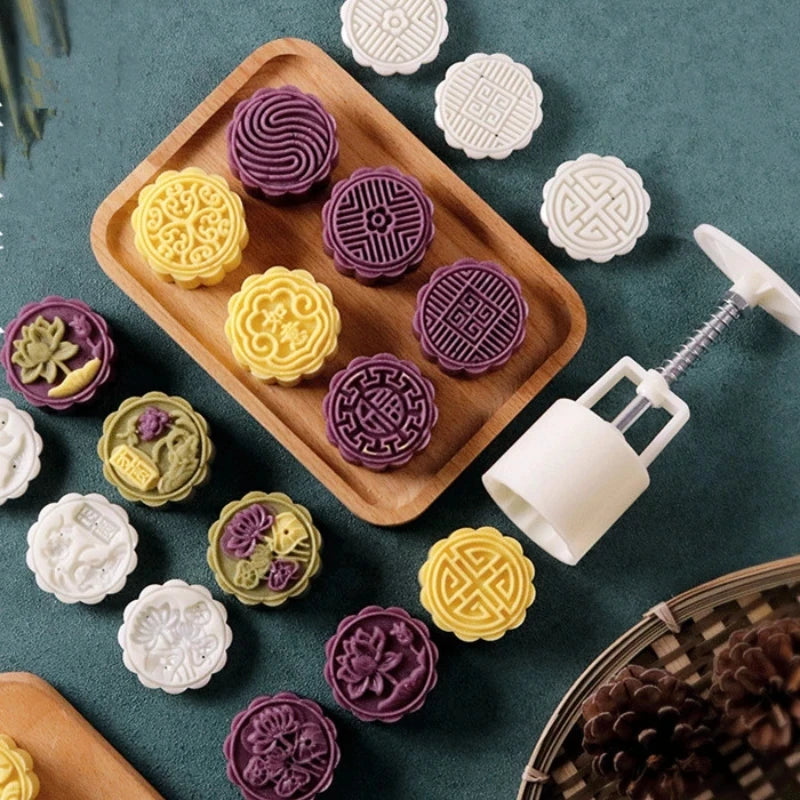 6pcs/set Flower Shaped Cake Mold Hand Pressure Fondant Moon