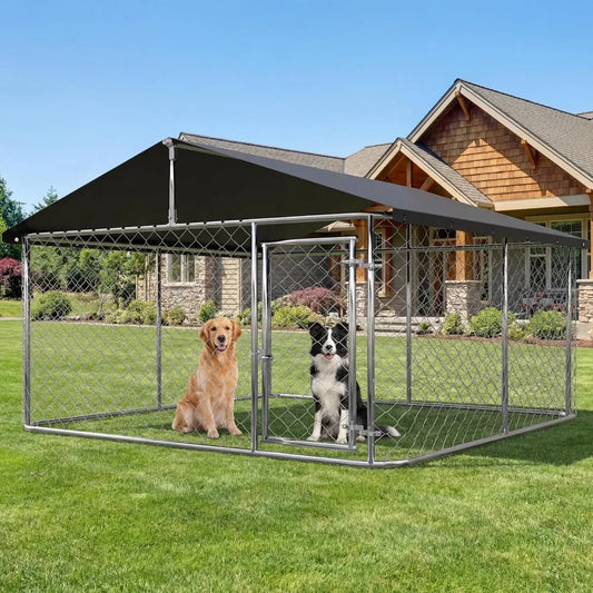 Large Outdoor Dog Cage, Heavy Duty Dog Kennel House Mesh, .Fence with Secure Lock.