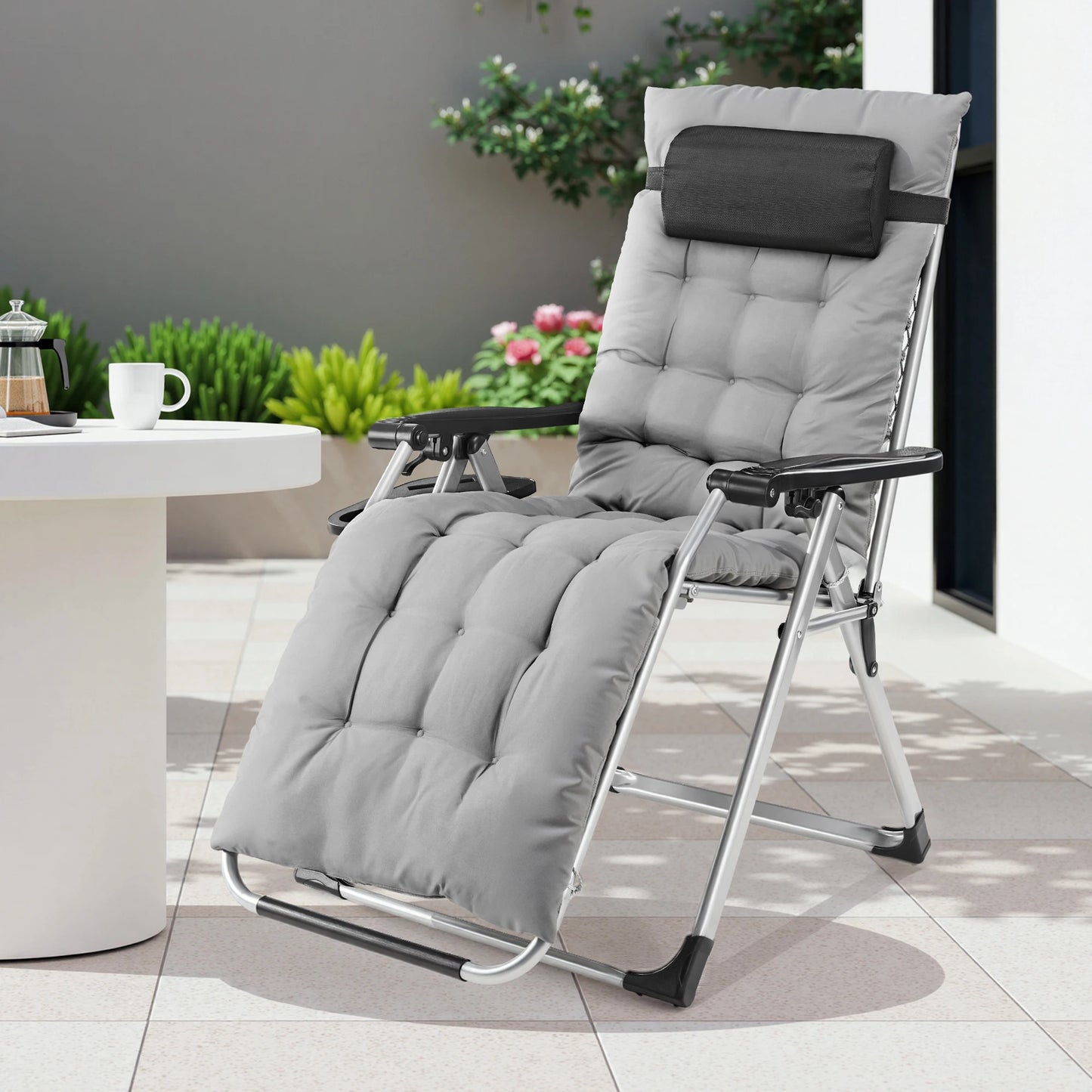 Zero Gravity Recliner . Lounge Chair Folding Portable with Cup Holder Trays.