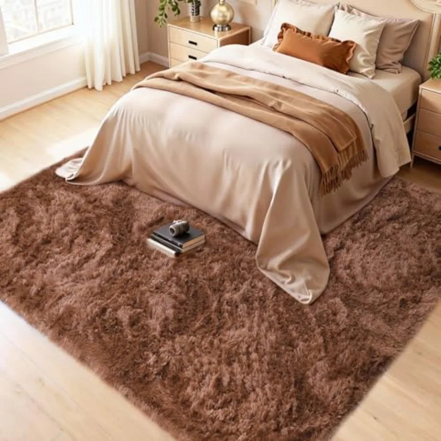 8x10 Area Rug, Brown Plush Fluffy