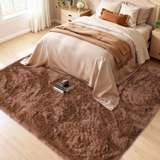 8x10 Area Rug, Brown Plush Fluffy