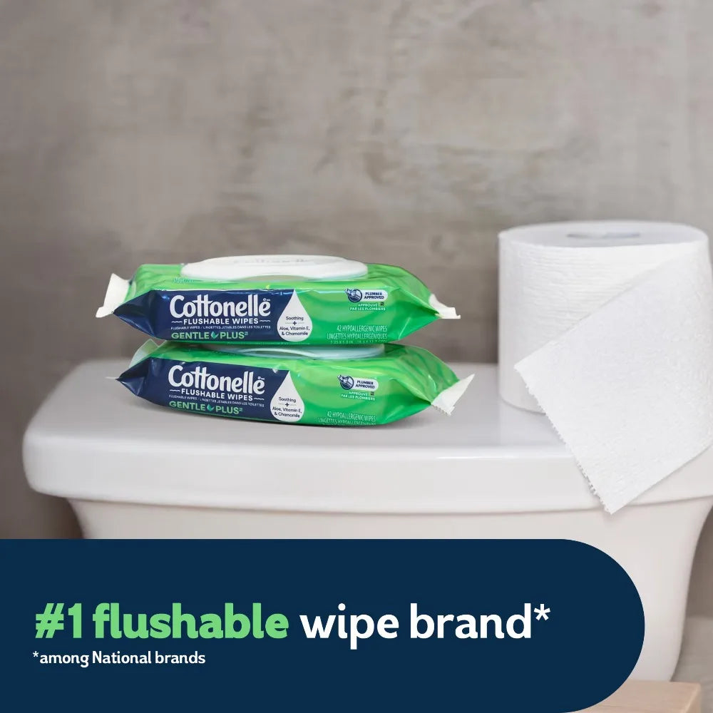 Paraben-Free Gentle Clean Wipes | Hypoallergenic Dermatologist-Tested Wipes .Flushable Wet Wipes, .