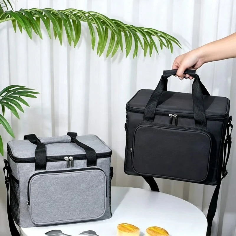 Insulated Lunch Bag, Large‑Capacity Leak‑Proof Cooler Tote Bag with Shoulder Strap, Multi‑Pocket Thermal Food Carrier. Portable Aluminium Foil Insulation .