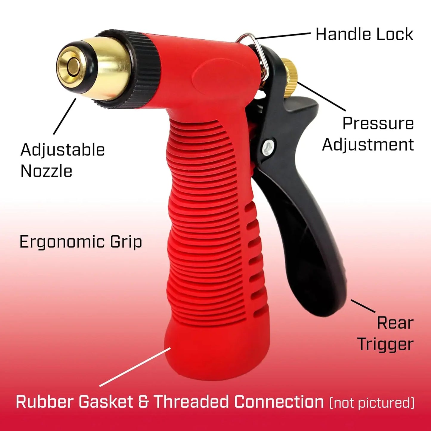 Adjustable Cone Tip Garden Hose Spray Nozzle with Rear Trigger Grip,