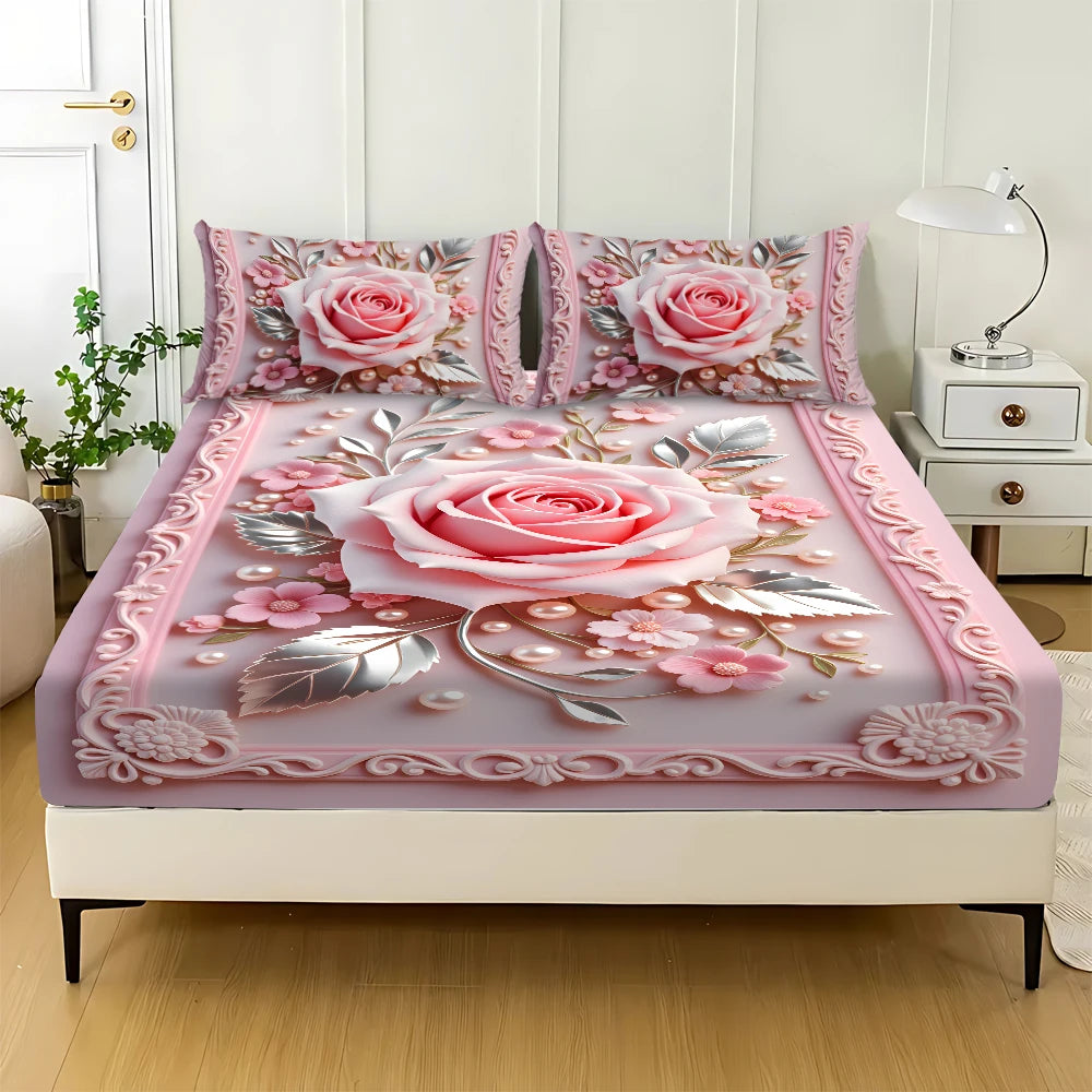 3Piece Bed Sheet Set Printing . Soft Comfort Microfiber Deep Pocket Twin Full Queen King