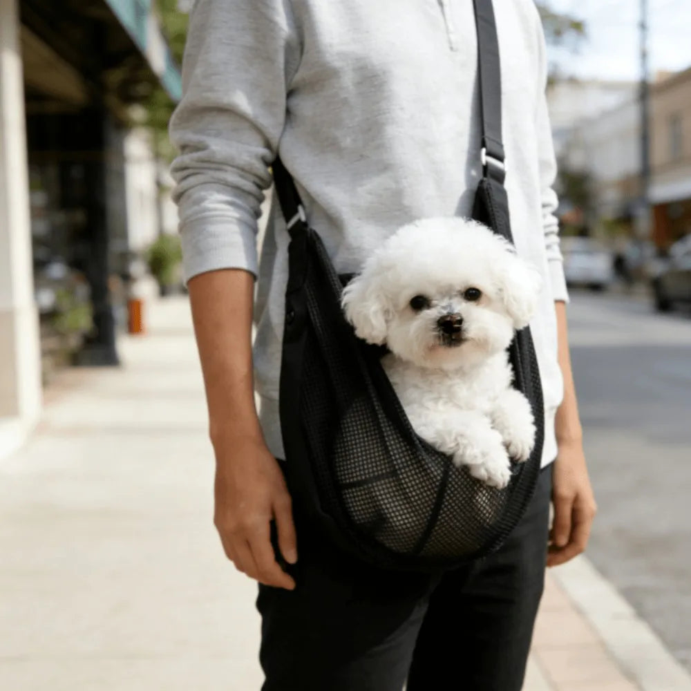 1pc Unisex Breathable Mesh Pet Carrier Sling Bag Crossbody Wearable .