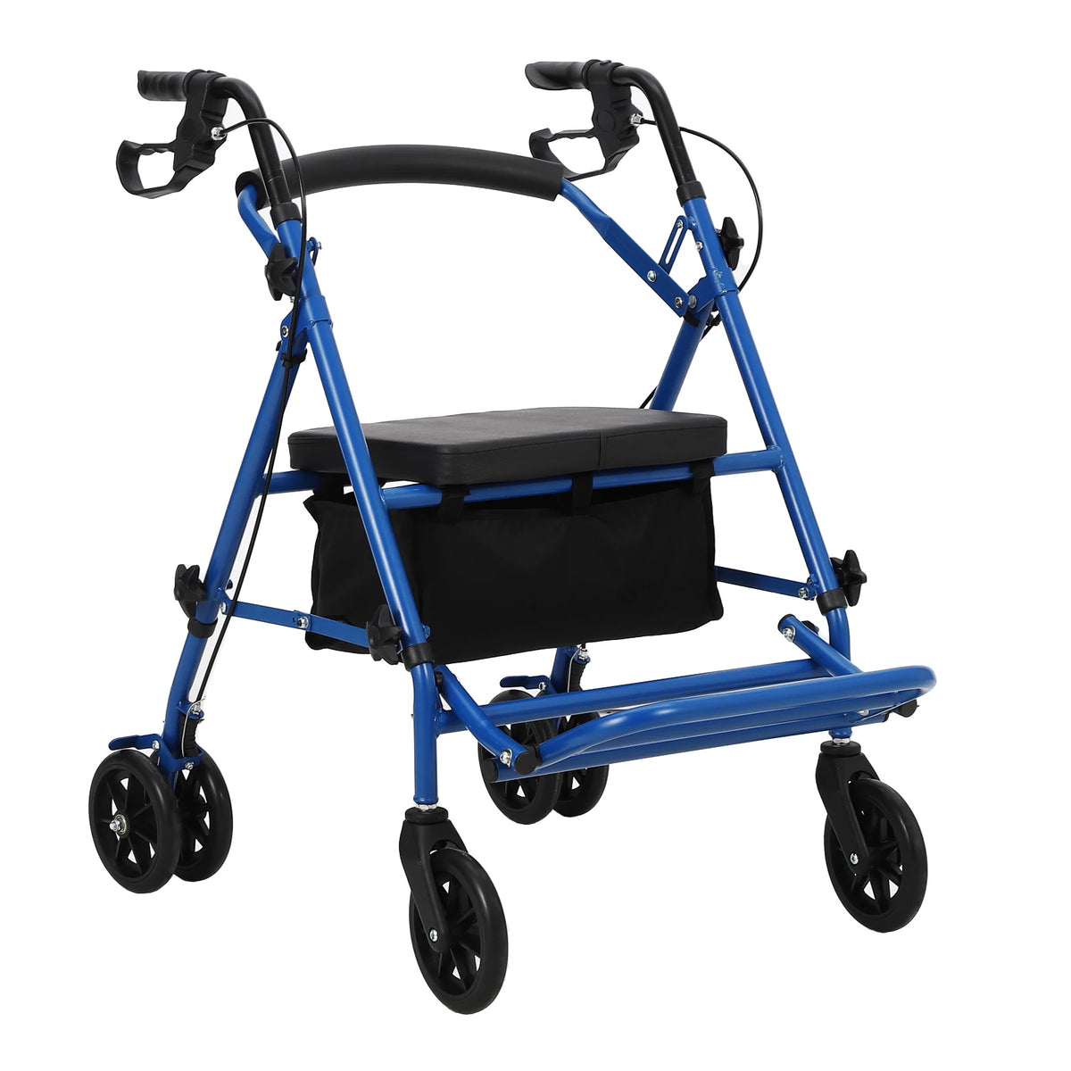 All Terrain Walkers for Seniors, Rollator Walker with Seat Foldable Aluminum Walkers with Backrest, Adjustable Height for Adults
