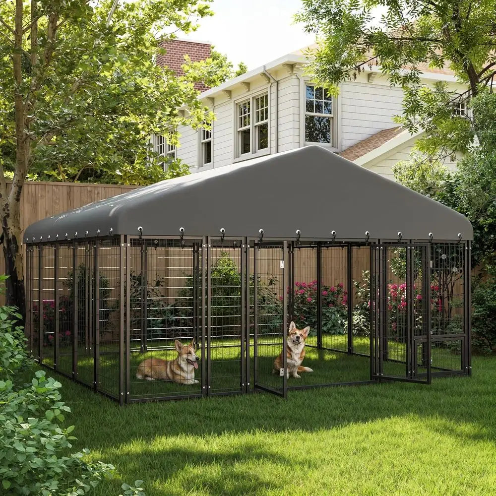10' x 10' Durable Outdoor Dog Kennel with Double Door, Heavy-Duty Cage