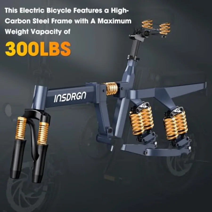 14 Folding Electric Bike for Adults with 1500W Peak Motor 20MPH Max Speed