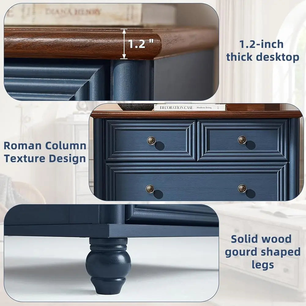 4-Piece Wooden Bedroom Furniture Set: 6-Drawer Dresser & 43.5 Tall Chest, 18 Column Nightstands