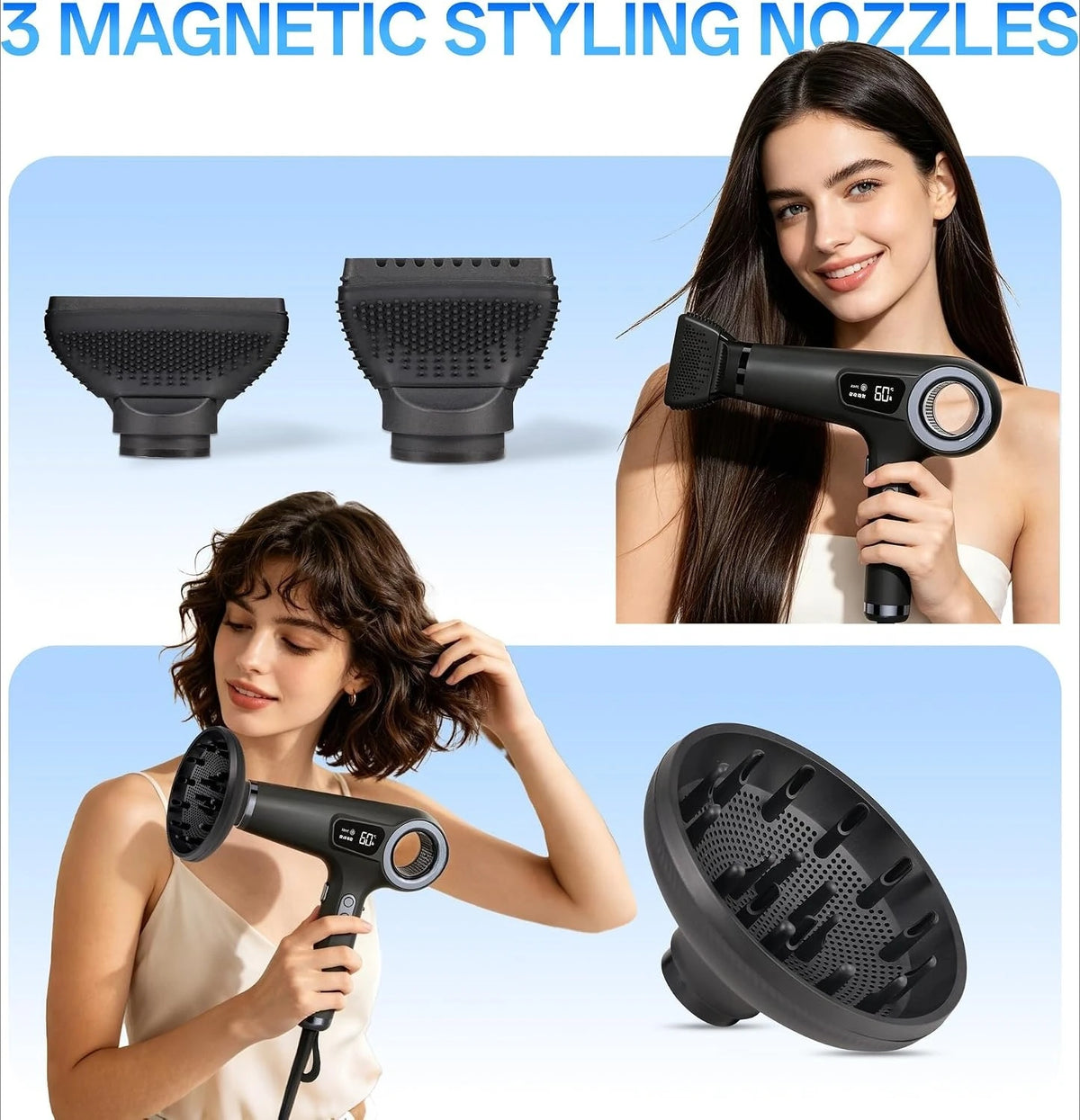 Hair Dryer  110000 RPM High Speed Ionic Diffuser Brushless Motor 500M Negative Ions.