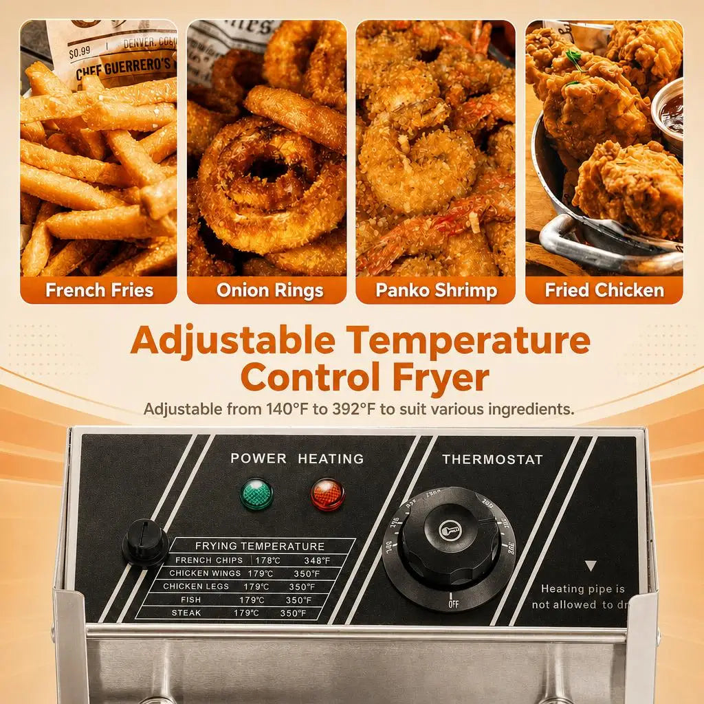 Commercial Deep Fryer, 3400W Electric Countertop Fryer with 2 Baskets & Lids, 22.8QT Dual Tank Stainless Steel .