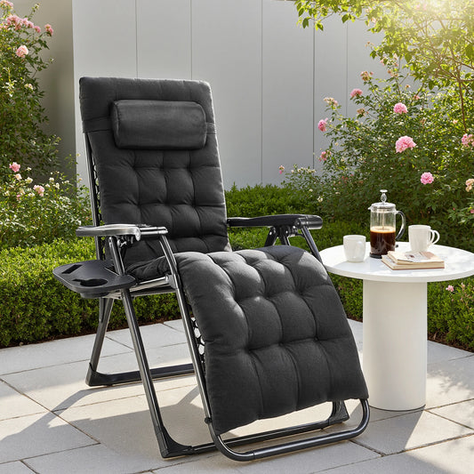 Zero Gravity Recliner . Lounge Chair Folding Portable with Cup Holder Trays.