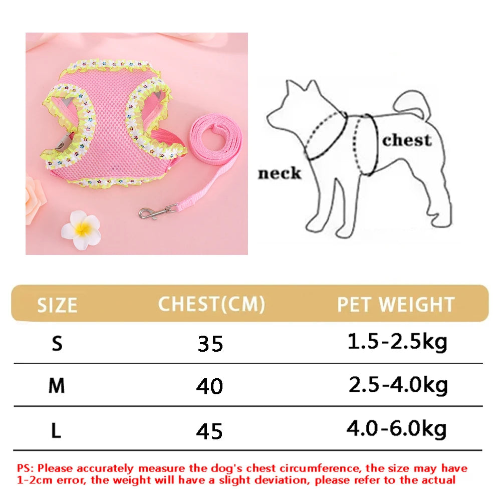 New Breathable Cute Cat Harness Set Butterfly Small Dog Harness.