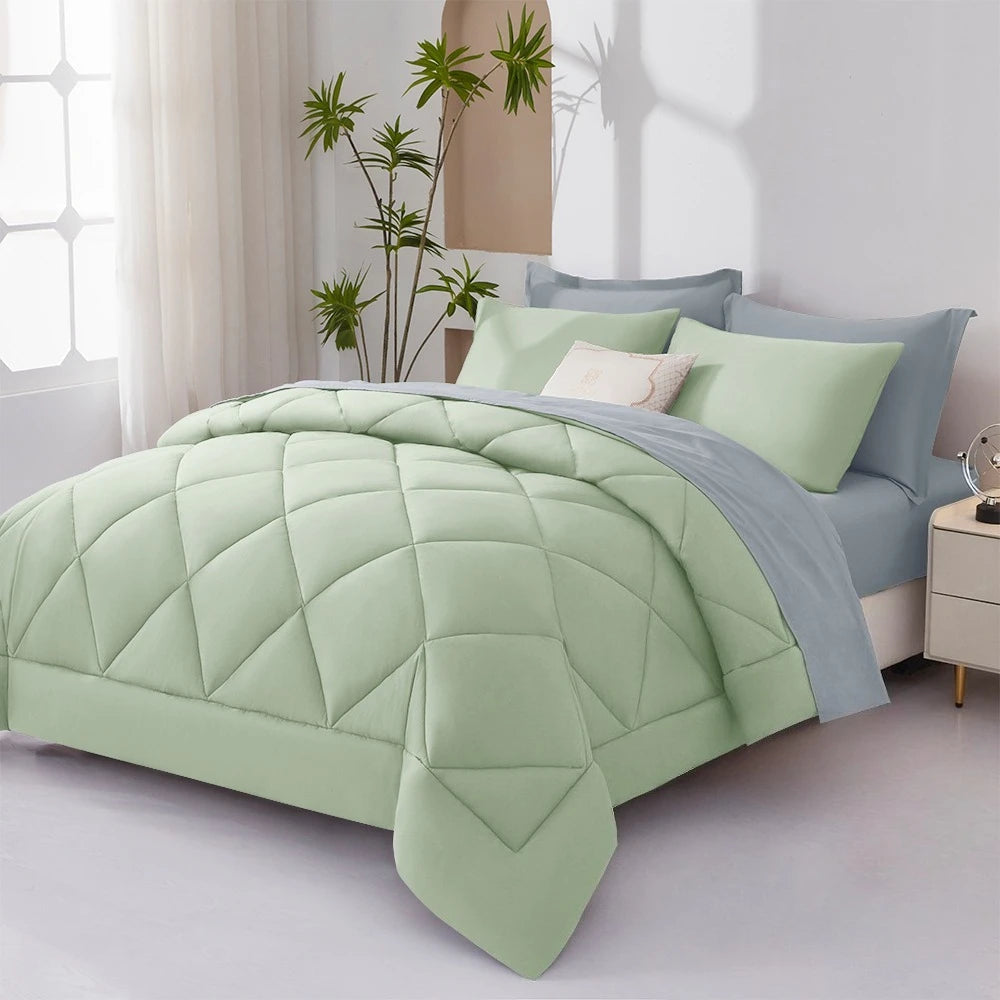 5/7pcs  Comforter Sets Queen-Breathable Comforter-Ultra-Soft Fluffy Fiber Filling, Warmth For All Seasons-Bed In A Bag .
