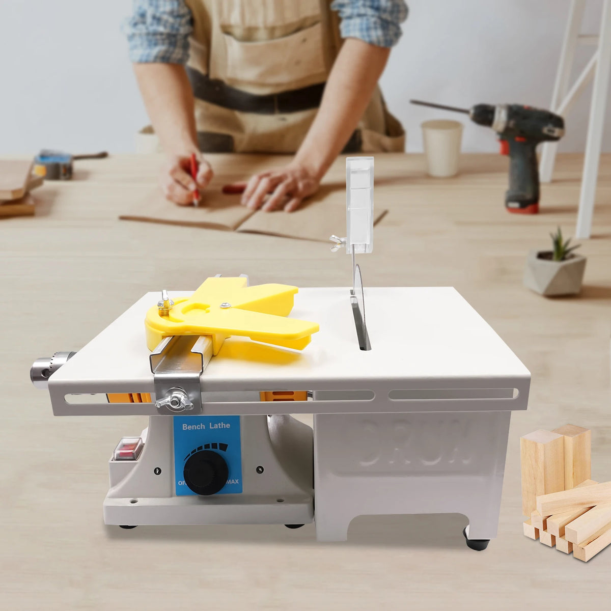 Table Saw 750W Woodworking Table Saws 110V Precision Cutting Grinding Polishing Machine Adjustable Chuck Stable Clamp