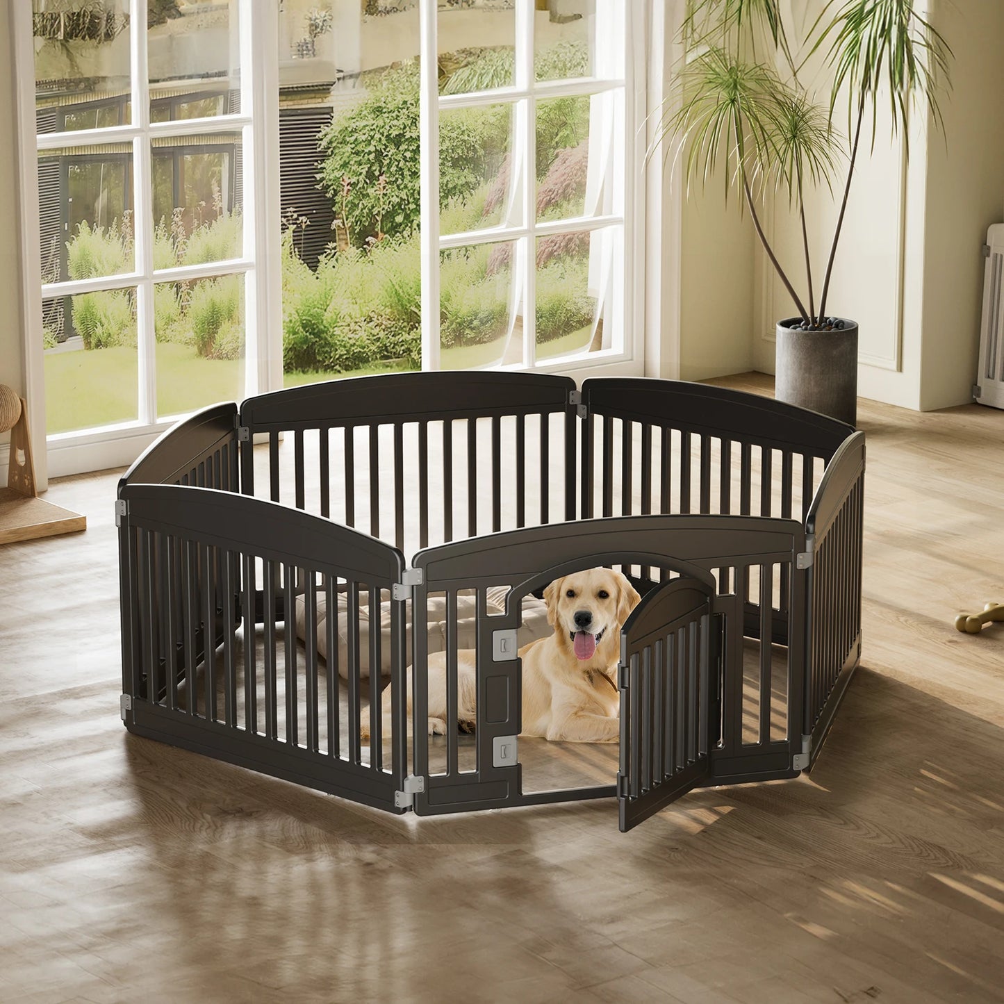 Plastic Dog Playpen 6 Panel 24IN Expandable Durable Pet Fence for Medium Dogs