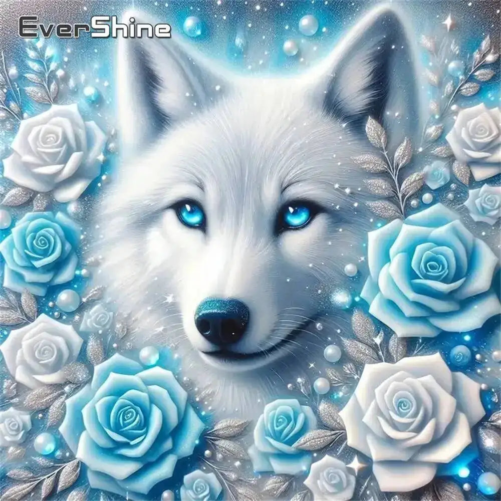 Evershine Diamond Mosaic Wolf Animal Full Square Round Diamond Painting .