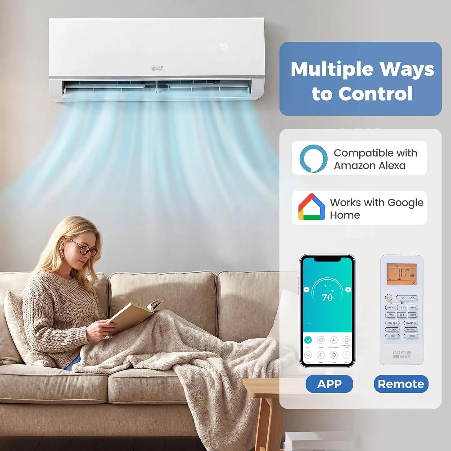 12000 BTU Mini Split Air Conditioner & Heater, 20 SEER2 115V Wifi Enabled Energy Efficient Inverter .