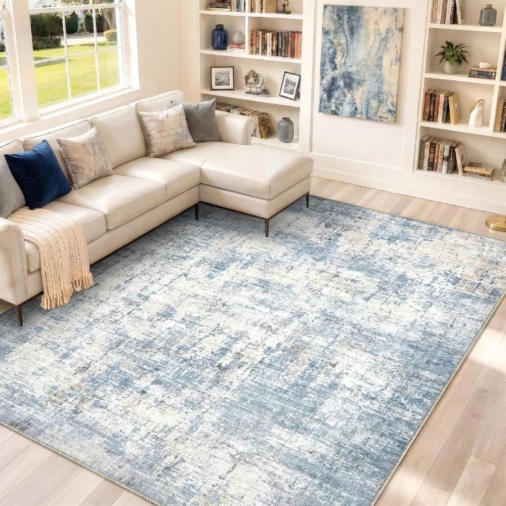 8x10 Washable Abstract Rug ., Non Slip Soft Carpets, Stain Resistant.