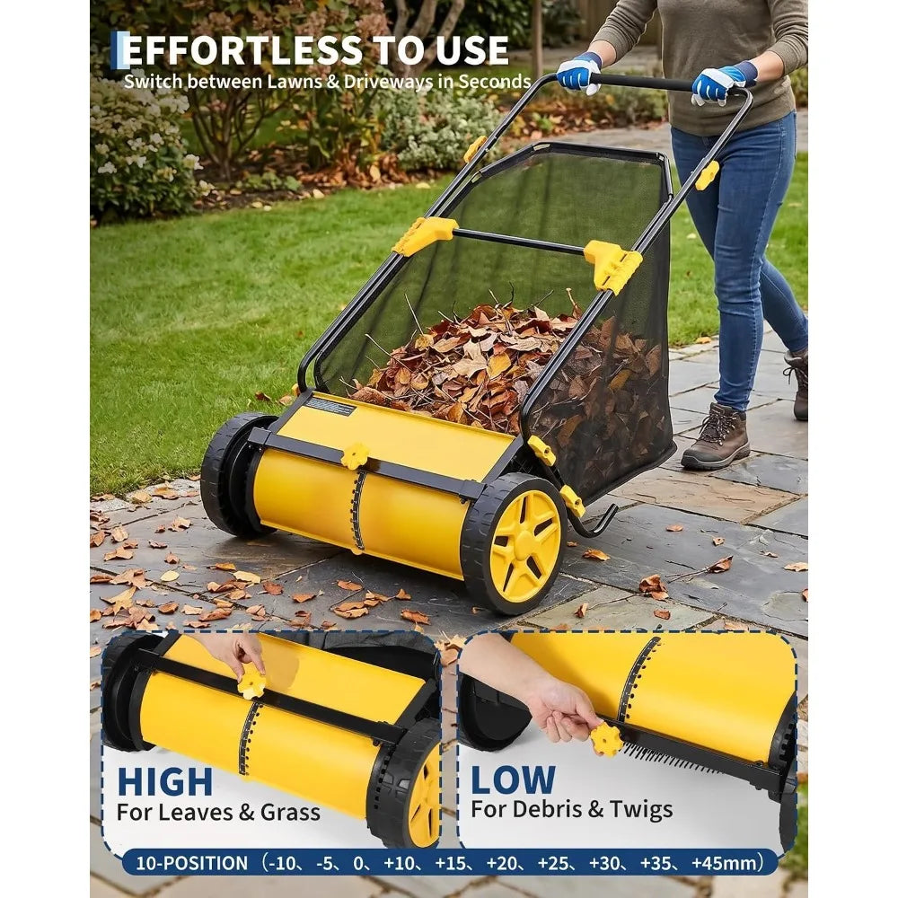 Manual leaf collector with 3.5 Cu.ft. Mesh Collection Bag Multifunctional. Cleaning tool Cleaning