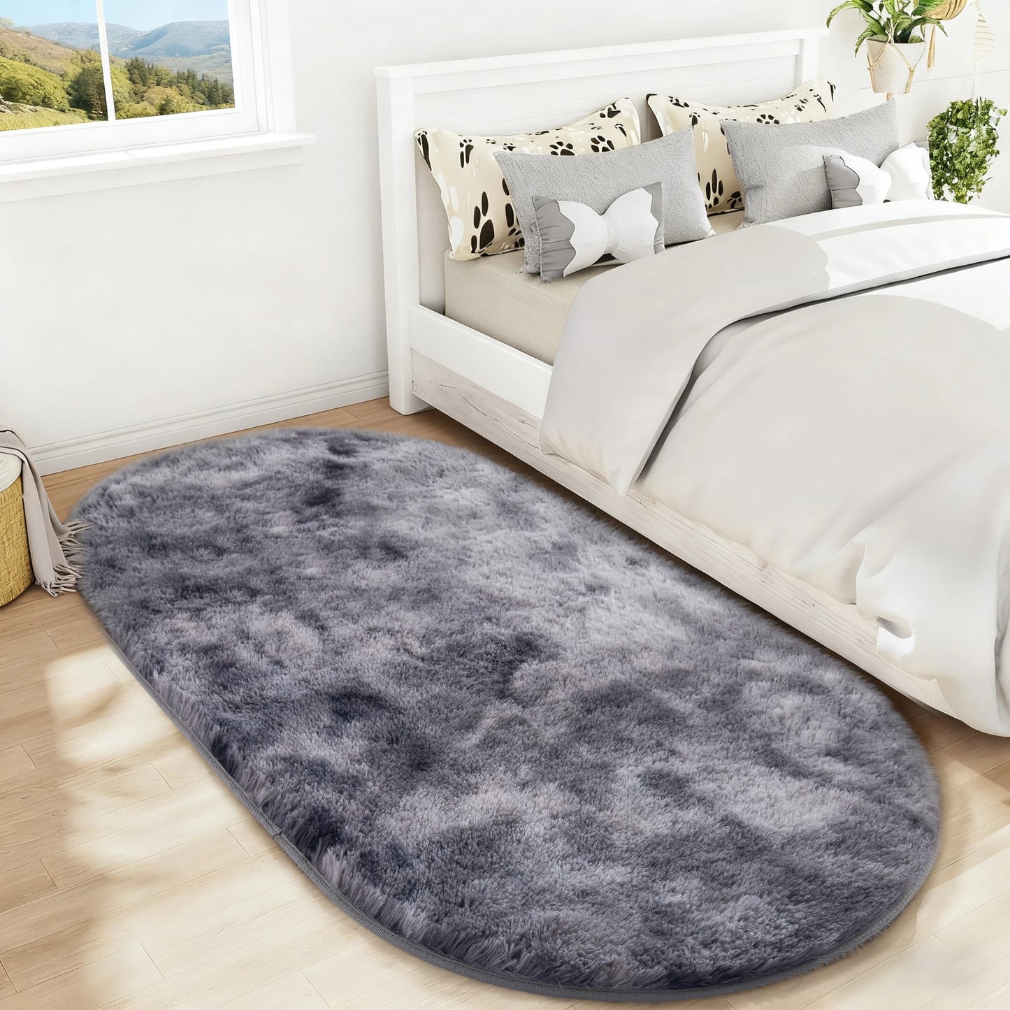Fluffy Oval Rug Carpets . Warm Floor Mat Doormat Salon Pile Rug 80*160cm Plush Rug