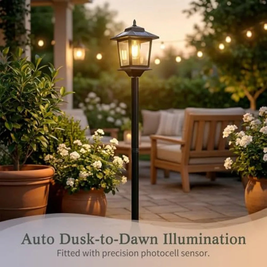 Outdoor Solar Post Lights, 2-Pack 63" Dusk to Dawn Solar Lamp Posts, Waterproof Floor Lamps.