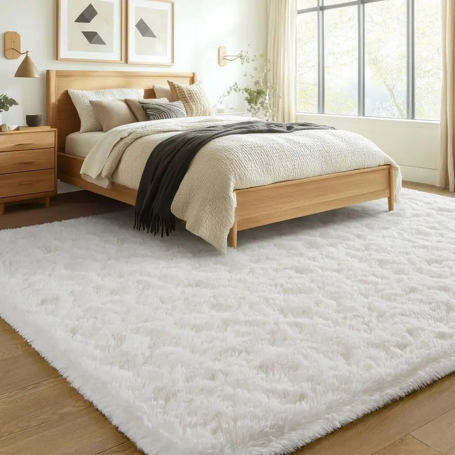 Fluffy Rugs for Living Room 5x8 Cream White, Washable