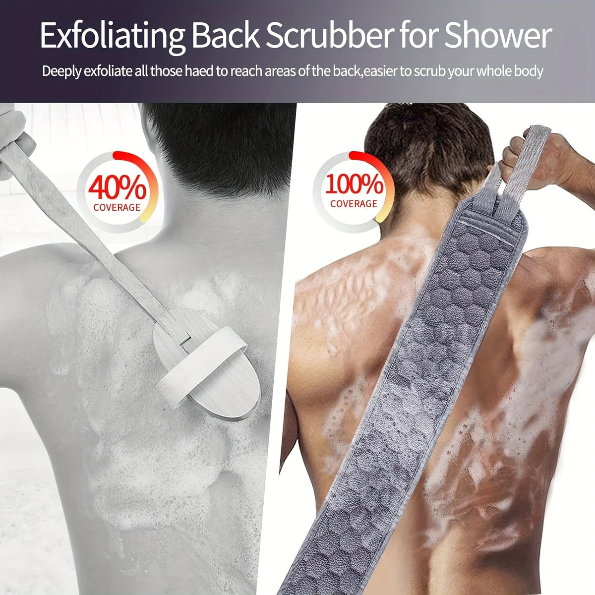 Exfoliating Body Scrubber Set - Includes Back Scrubber, Bath Glove And Shower Bath Sponge Loofah .