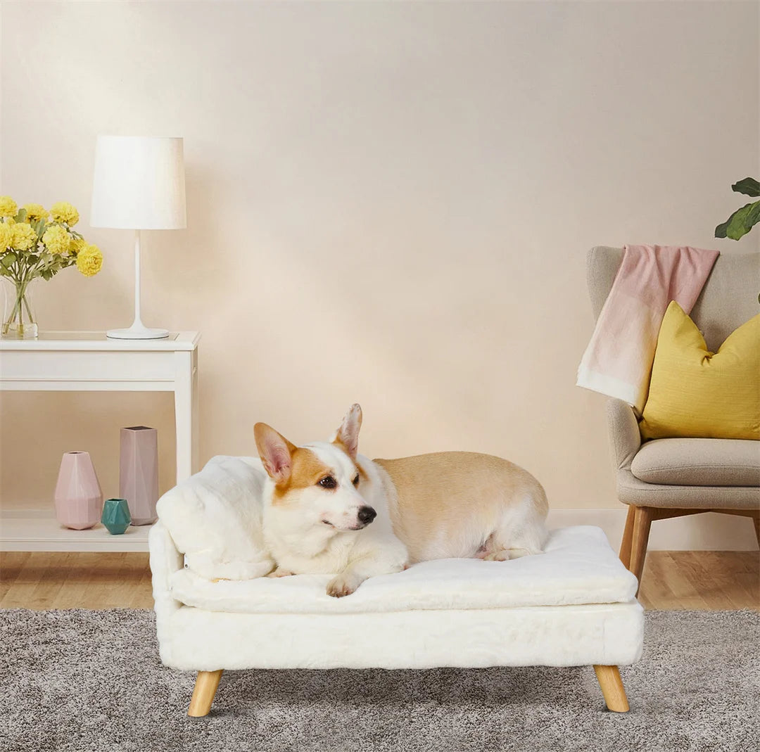 L-Shape Dog Sofa Bed Cat Cushion Stool Warm Nesting Couch