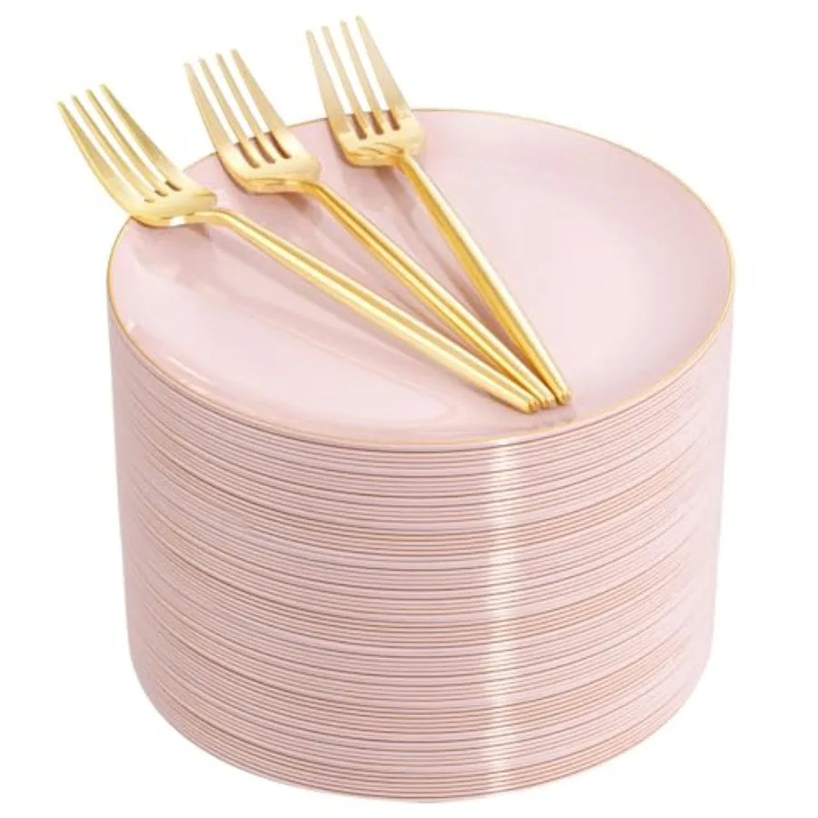 200Pcs Plastic Dessert Plates Appetizer Plates with Disposable Forks.