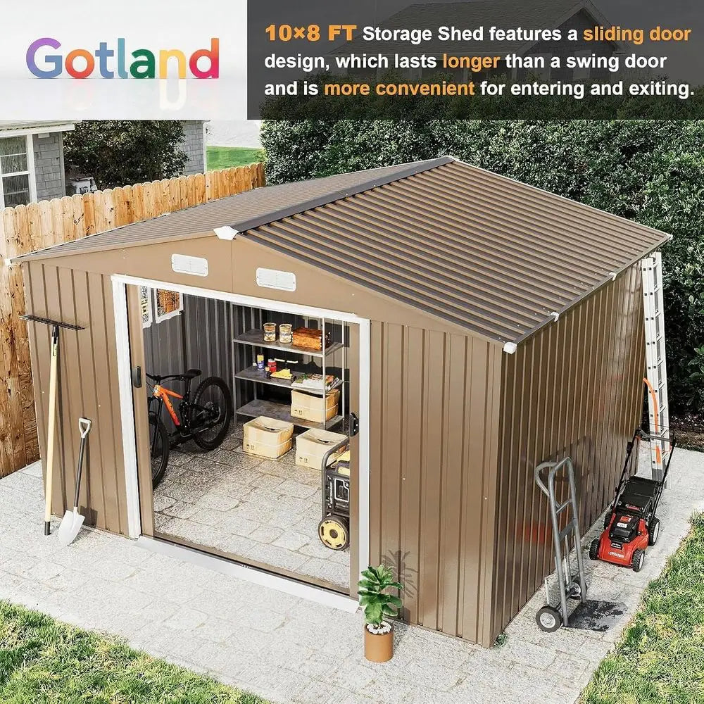 10T x 8T Outdoor Storage Shed with Large Window and Sloped Step,