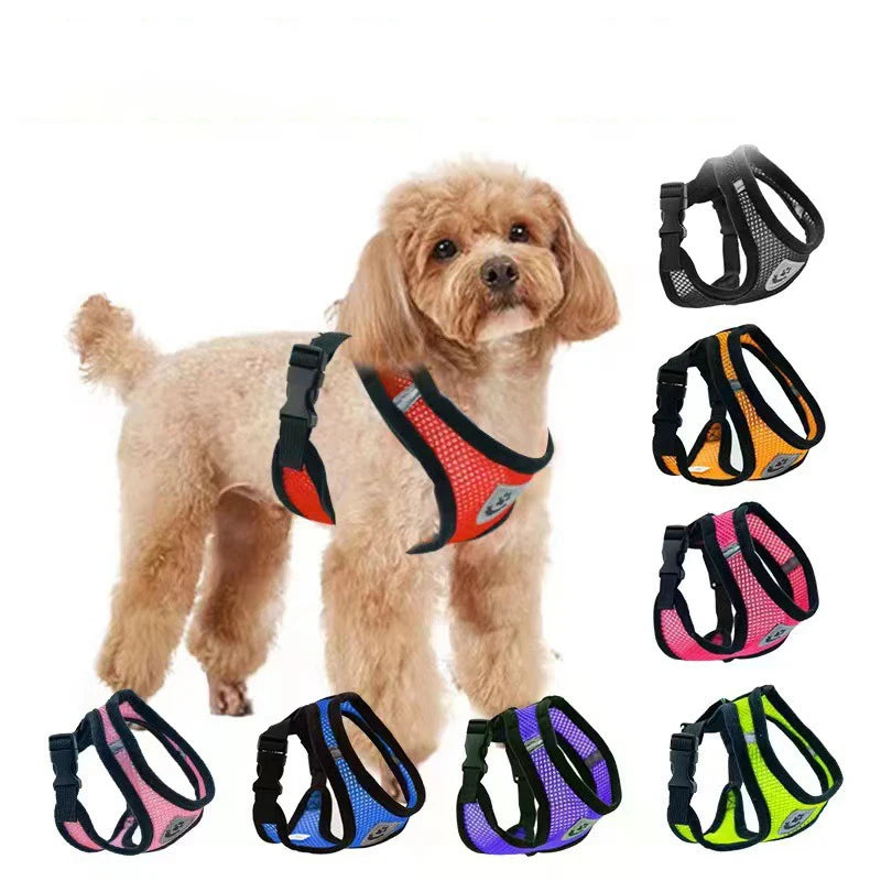 Hot summer small dog pet chest and back breathable dog chest and back suit cat outdoor traction rope .