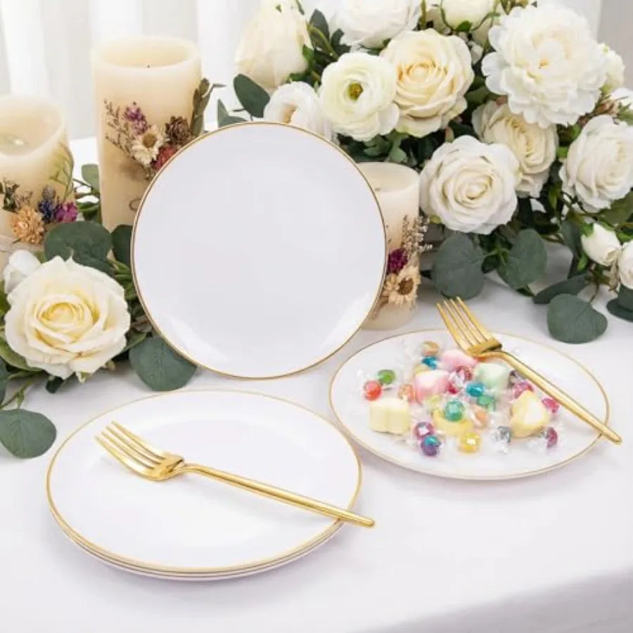 200Pcs Plastic Dessert Plates Appetizer Plates with Disposable Forks.