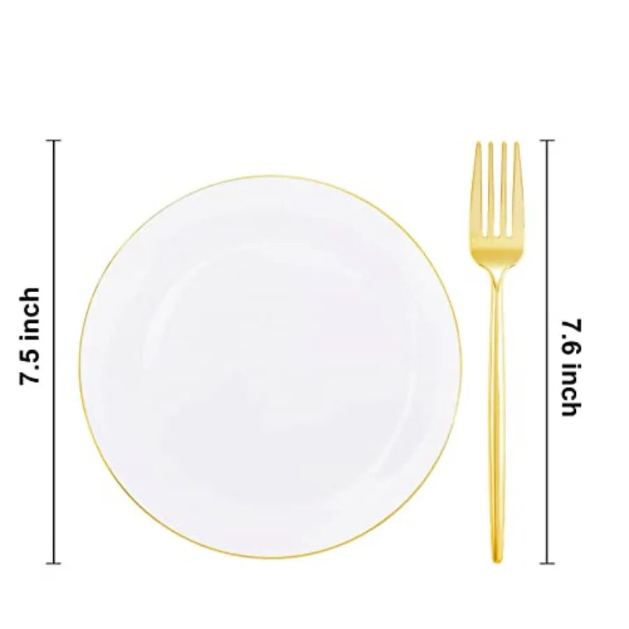 200Pcs Plastic Dessert Plates Appetizer Plates with Disposable Forks.