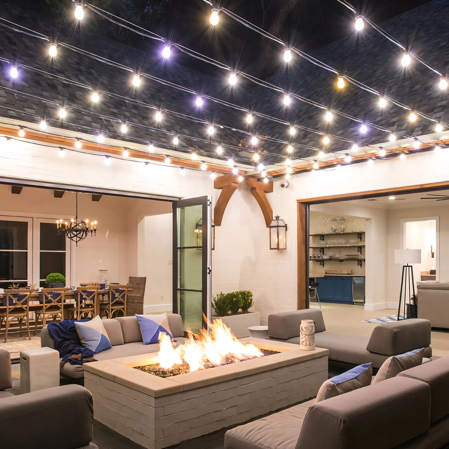 100FT S14 LED String Lights, 24 Bulbs, 2700K Warm White, E12 Base, Black Cord, .